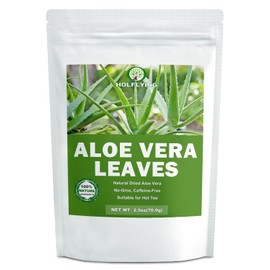 Dried Aloe Vera Leaves Sliced - 2.5 oz, Cut & Sifted, All-Natural Aloe Leaves Without Aloe Vera Gel, No Additives, No GMO