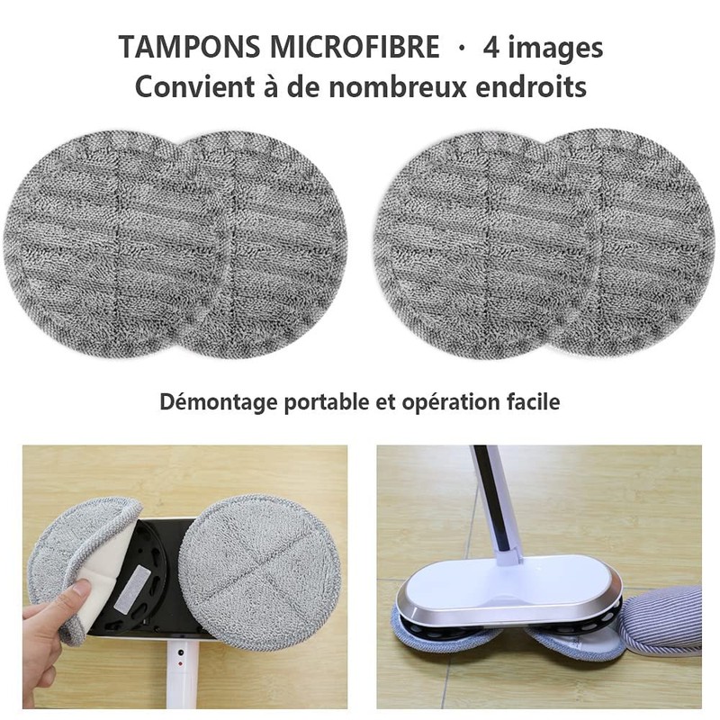 GOBOT Electric Mop Pads (4 Piece Gray for G29 G28