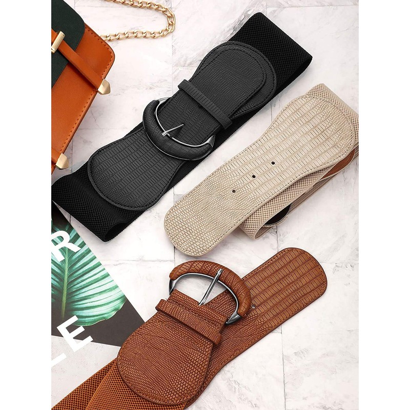 JASGOOD Wide Belt Women's Belt Rubber Belt Sash Belt Croco