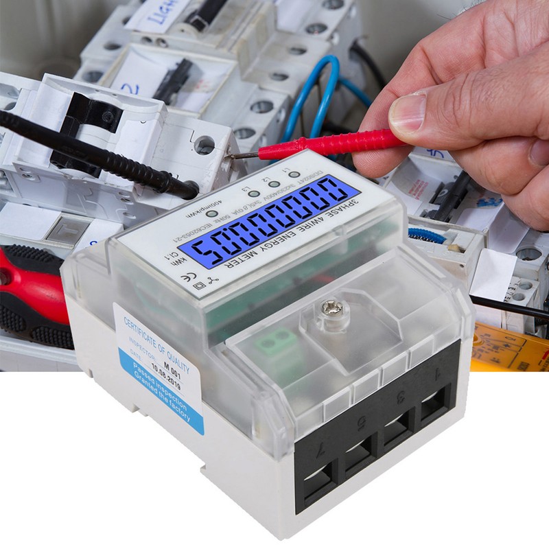 DDS024T 3 Phase 4P Electronic Energy Meter 380V LCD Digital