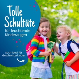 itenga sibling school cone - 35 cm, animals, animal pattern, gift packaging, school cone, sugar bag, felt closure, children / adults