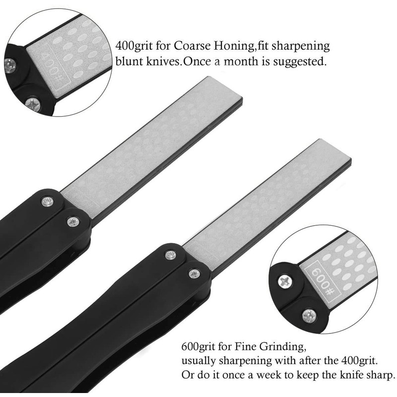 2 Pcs 400/600 Grit Portable Handheld Double Sided Sharpener Pocket