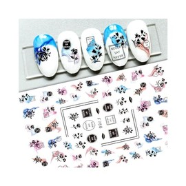 Generic Flower Nail Sticker Geometric Figure Rose 'My Life My Rules' Words F788 Nail Wraps Art Stickers Manicure Supplies for Women for Home Nails Full Long Lasting Easy Apply and Remove
