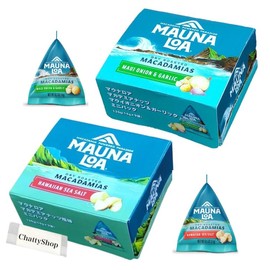 Mauna Loa Macadamia Nuts Small Bag Pack of 9 Bags x 2 Box Set (Sea Salt Flavor/Maui Onion & Garlic) with Original Hot Towel