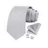GUSLESON Mens Silver Grey Tie Silk Wedding Necktie Pocket Square