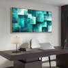 BQVCT Modern Abstract Wall Art Canvas Print Teal Geometric Pattern