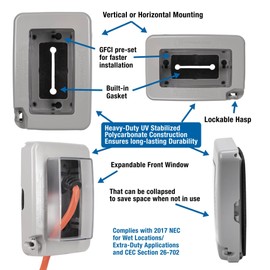 Intermatic WP7000BR Low-Profile Extra-Duty Weatherproof 1-Gang Cover, Bronze - Expandable Front Window, Versatile Mounting, Complete Installation Kit - Protect Outdoor Outlets - 2 Pack