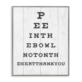 Stupell Industries Bathroom Seeing Eye Chart Pee in The Bowl Phrase Wall Art, 24 x 30, Off-White