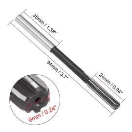sourcing map Chucking Reamer 6mm, H7 HSS Lathe Machine Reamer 6 Straight Flutes, Round Shank Milling Cutting Tool, Metric Reaming Drill Bit for Stainless Steel Metal Hole