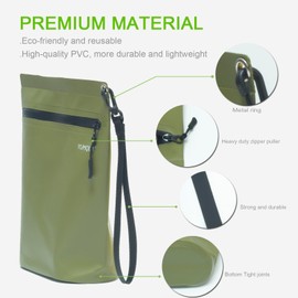 YUMQUA Waterproof Zip Bag, 2 Pack, Multi-Purpose Waterproof Bag Gear Bag for Outdoor Travel Beach Pool Fishing Dirty Clothes Wet Swimsuits, Army Green02, Bag