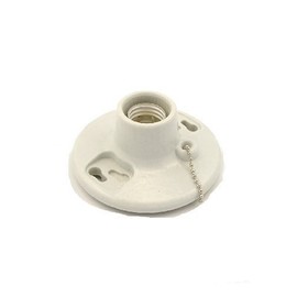 Leviton One-Piece Glazed Porcelain Outlet Box Mount, Incandescent Lampholder, Pull Chain, 29816-C, White