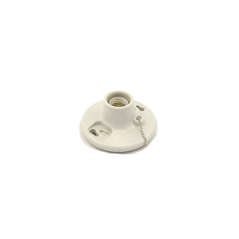 Leviton One-Piece Glazed Porcelain Outlet Box Mount, Incandescent Lampholder, Pull