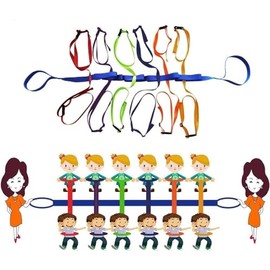 Preschool Walking Rope with Rings Toddlers Child Leashes for Kids 2 to 12 Line Up Safety Wrist Strap with Handles Color Tether Daycare Must Haves Outdoor Supplies (Support 12 Children & 2 Adult)
