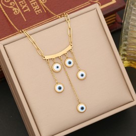Dcfywl731 Stocking Stuffers Holiday Outfits for Women 2024 Evil Eye Necklace Adjustable Tassel Evil Eye Necklace Elegant Chain Necklace Good Luck Ojo Necklaces Dainty Pendant Jewelry