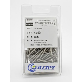 Onokatsu Truss Head Tapping Screws, Stainless Steel, 4x40, 60 Pieces