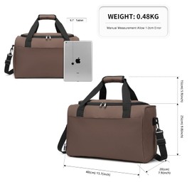 Kono Travel Luggage, 40 x 20 x 25 cm, Large Weekender Bag, Maximum-Size Hand Luggage for Men and Women, brown