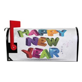 WOOR Happy New Year Magnetic Mailbox Cover Oversized for Garden Yard Outdoor Decorations-25.5" x20.8