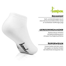 lampox Bamboo Trainer Socks (6x Pairs) - White, size: 35-38