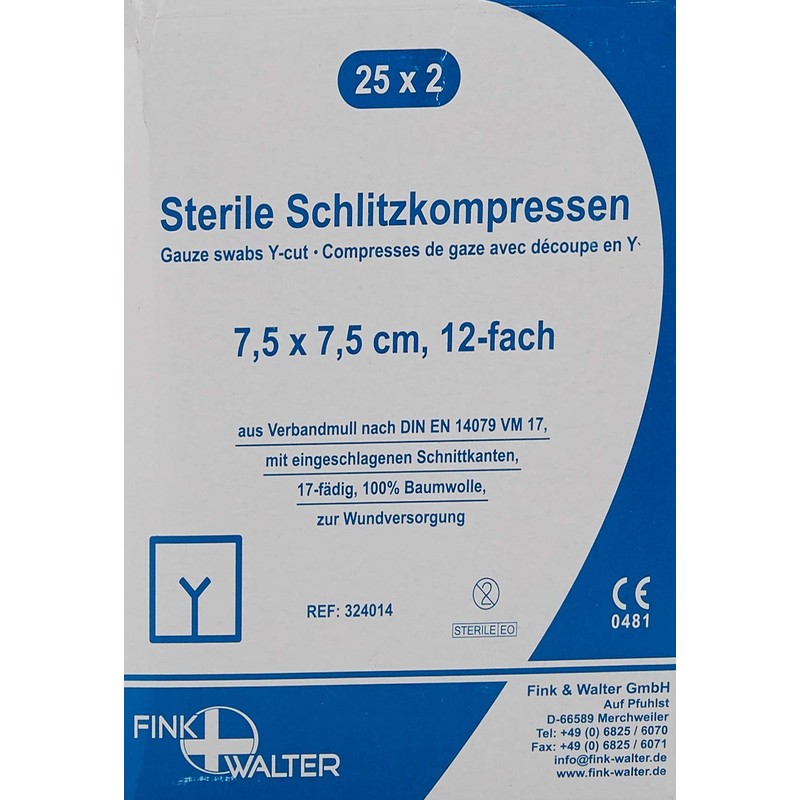 Slotted Compresses 7.5 x 7.5 cm Sterile 12 Pack of