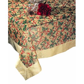 SARO LIFESTYLE XJ378 Xmas Tablecloths (Sold Per 1 Piece), 65" x 120", Gold
