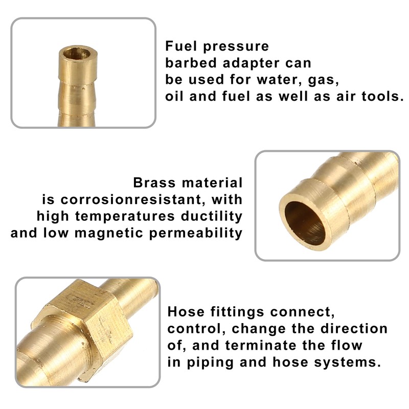 X AUTOHAUX 2 Pcs 6mm-4mm Straight Shaped Hose Barb Brass