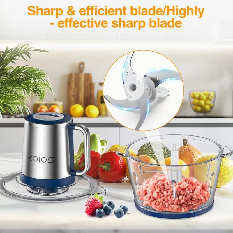 KOIOS Electric Food Processor, 2-Speed Food Chopper Meat Grinder with