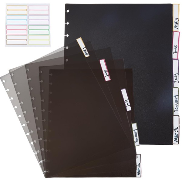 SUPERFINDINGS 10 Sheets 11 Disc Letter Tab Dividers Black Discbound