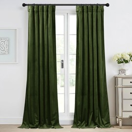 StangH 100% Blackout Velvet Curtains 84 inches Moss Green Curtains Back Tab Two-Layer Thermal Insulated Heavy Thick Room Dividers for Living Room/Bedroom/Nursery, W52xL84, 2 Panels