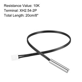 Rebower NTC Thermistor Probe 10K 8" Waterproof Stainless Steel Temp Sensor Probe, [for Digital Temperature Transmitter]