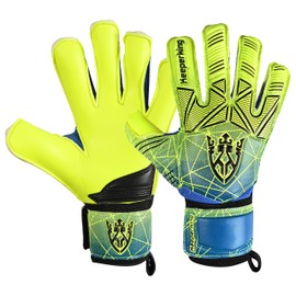 Keeperking Unisex Goalkeeper Football Gloves for Adults, Children, Teenagers with and without Finger Protection, Removable Fingersave, 4 mm (10, Yellow)