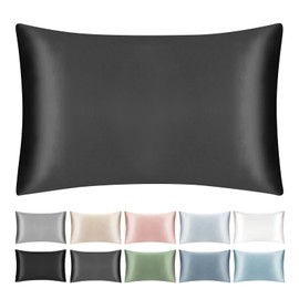 SILKTALE 19 Momme 100% Mulberry Silk Pillowcase for Hair and Skin with Zip, 1 Piece Dark Grey 40 x 60 cm