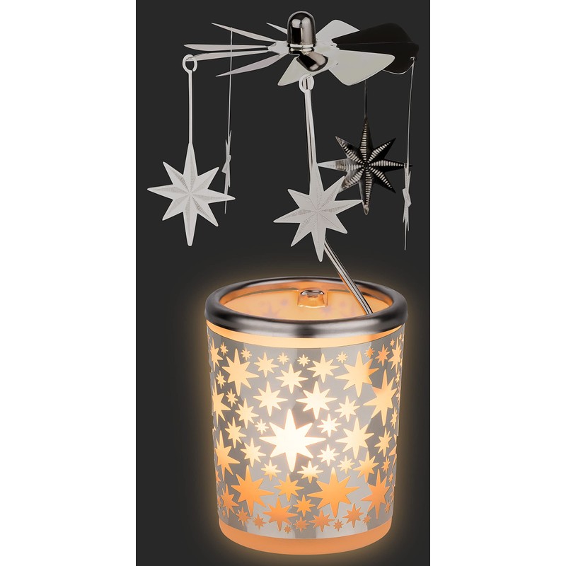 Glass Lantern, Carousel, Stars, 15 cm