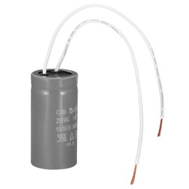 PATIKIL CD60 Running Capacitor, 75uF 250V 2 White Wires 50/60Hz Motor Starting Capacitor 68x34mm for Air Compressor Motor Starts Running, Grey