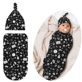 Jarverce Swaddling Blanket for Baby, Soft Sleeping Bag, Sack for Newborn Boys Girls, Unisex Baby Stuff, Goth