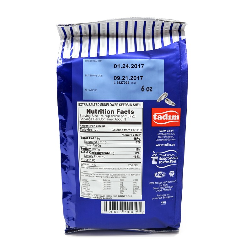 Tadim Sunflower Seeds 170 Gr / 6 Oz (Extra Salted,