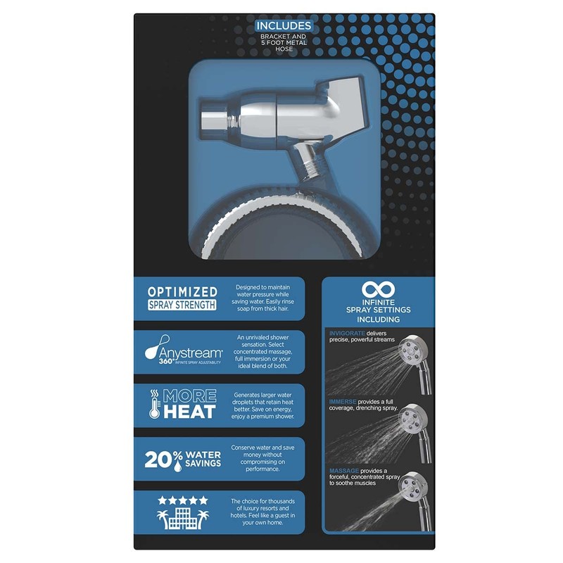 Neo Anystream VSR-3010-E2 3-Spray Polished Chrome Handheld Shower 2.0 GPM