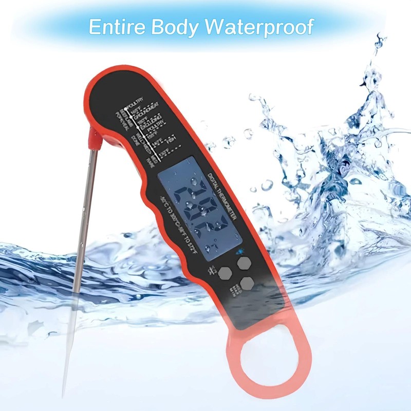 Digital Meat Thermometer, Waterproof Kitchen Thermometer with Backlight and Hold,