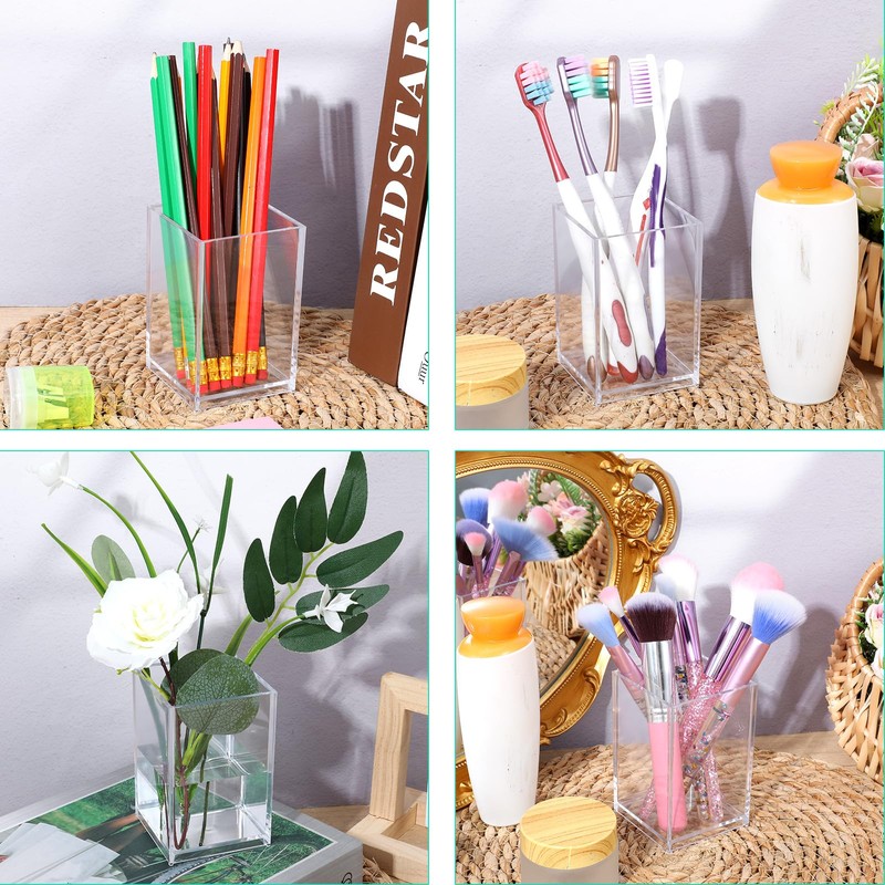 20 Pcs Acrylic Pencil Holder Clear Makeup Brush Holder Pen