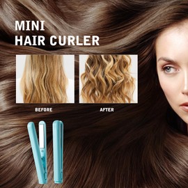 Dualglam 2 in 1 Mini Dual Purpose Curling Iron,Upgraded Mini Cur-ling Wand & Flat Iron Hair Straightener,Upgraded Mi-ni Dual Purpose Curlings Irons,Curling Wand for Short and All Hair Types (Green)