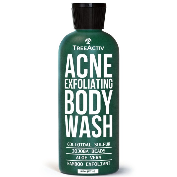 TreeActiv Acne Exfoliating Body Wash - Exfoliating Body Acne Wash for Back, Chest, Shoulder, and Butt Acne Removal - Back Acne Treatment For Women and Men - Back Acne Body Wash With Tea Tree Oil