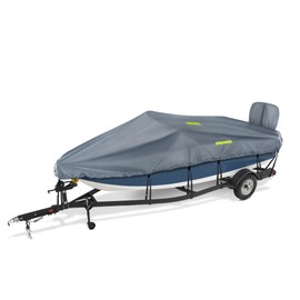 Sasupfe 20-22 ft Boat Cover with Reflective Strips Heavy Duty 600D Waterproof Winter Trailerable Hull Covers Fits Bass Boats, V-Hull Runabouts Marine Grade Canvas Grey