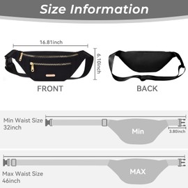 Fanny Pack Fashionable Waist Bag Casual Travel Bum Bag with 3 Zipper Pockets for Women Men Sports Running Hiking Jogging (Black)