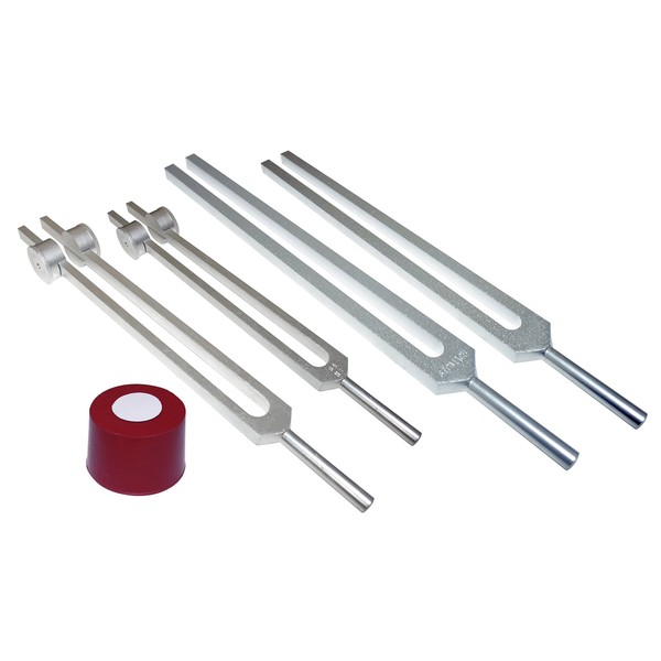 Radical 4 pc Set- Low + Mid + High Om Octave Ohm Tuner Tuning Forks with Activator and Pouch