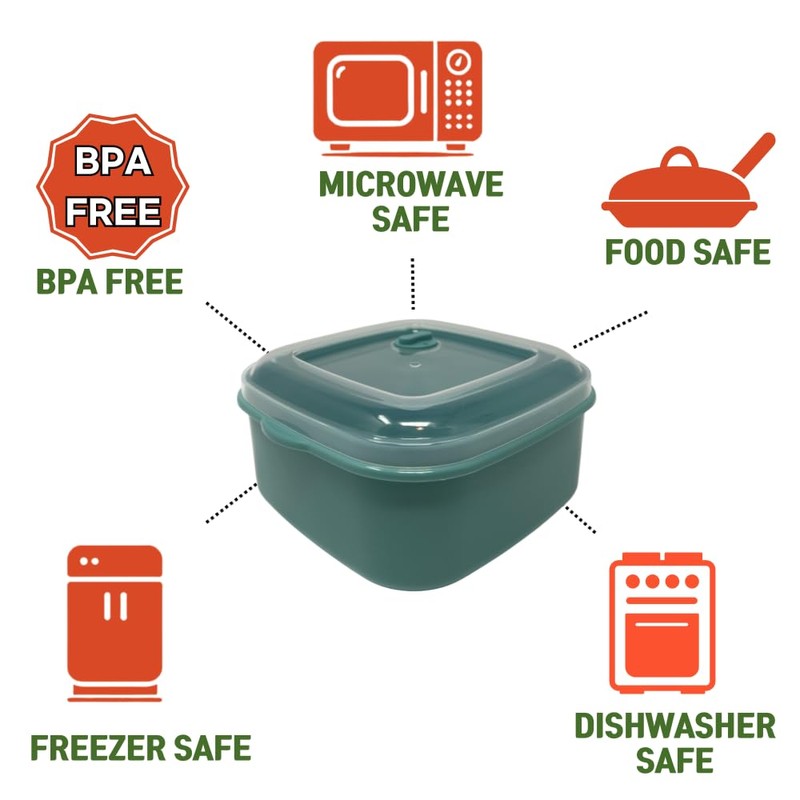 GODAGE 6-Piece Nesting Microwave Containers with Adjustable Steam Vents, Food