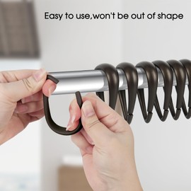 Top-spring Bronze Plastic Shower Curtain Hooks Rings - 12 Pcs Drop Shaped Bronze Shower Hooks for Curtain Bathroom Shower Rod