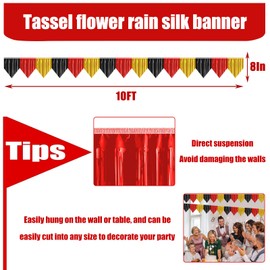 3P Banner Metallic Foil Fringe Wall Hanging Tinsel Fringe Banners backdrop for Parade Floats Garland Wedding Parties Graduation Movie Retirement Anniversary Casino Party Decorations(Black Red Gold)