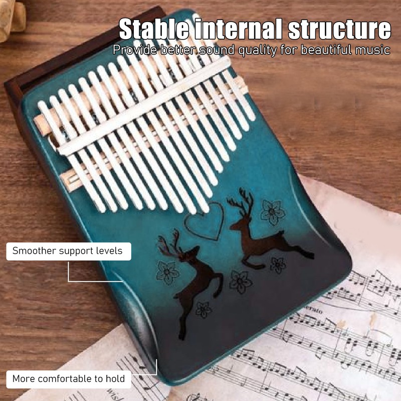 Finger Thumb Piano 17 Keys Exquisite Engraved Pattern Wood Kalimba