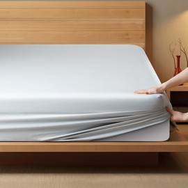 Twin Fitted Sheet only,Natural Fibre 400 TC from Bamboo Viscose, 1 pc Bottom Sheet,Hotel Luxury Silky Bedding Fitted Sheet,8" Up to 16" Deep Pocket (Gray, Twin)