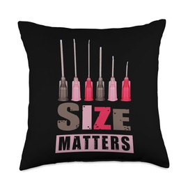 Nurse Size Matter Hypodermic Needle Important Decision Throw Pillow