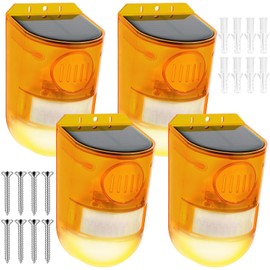 Qualirey 4 Pack Solar Sound and Light Sensor Motion Alarm Outdoor Solar Motion Detector Siren Animal Deterrent Strobe Warning Red Light Loud Noisemaker for Home Garden Yard Security